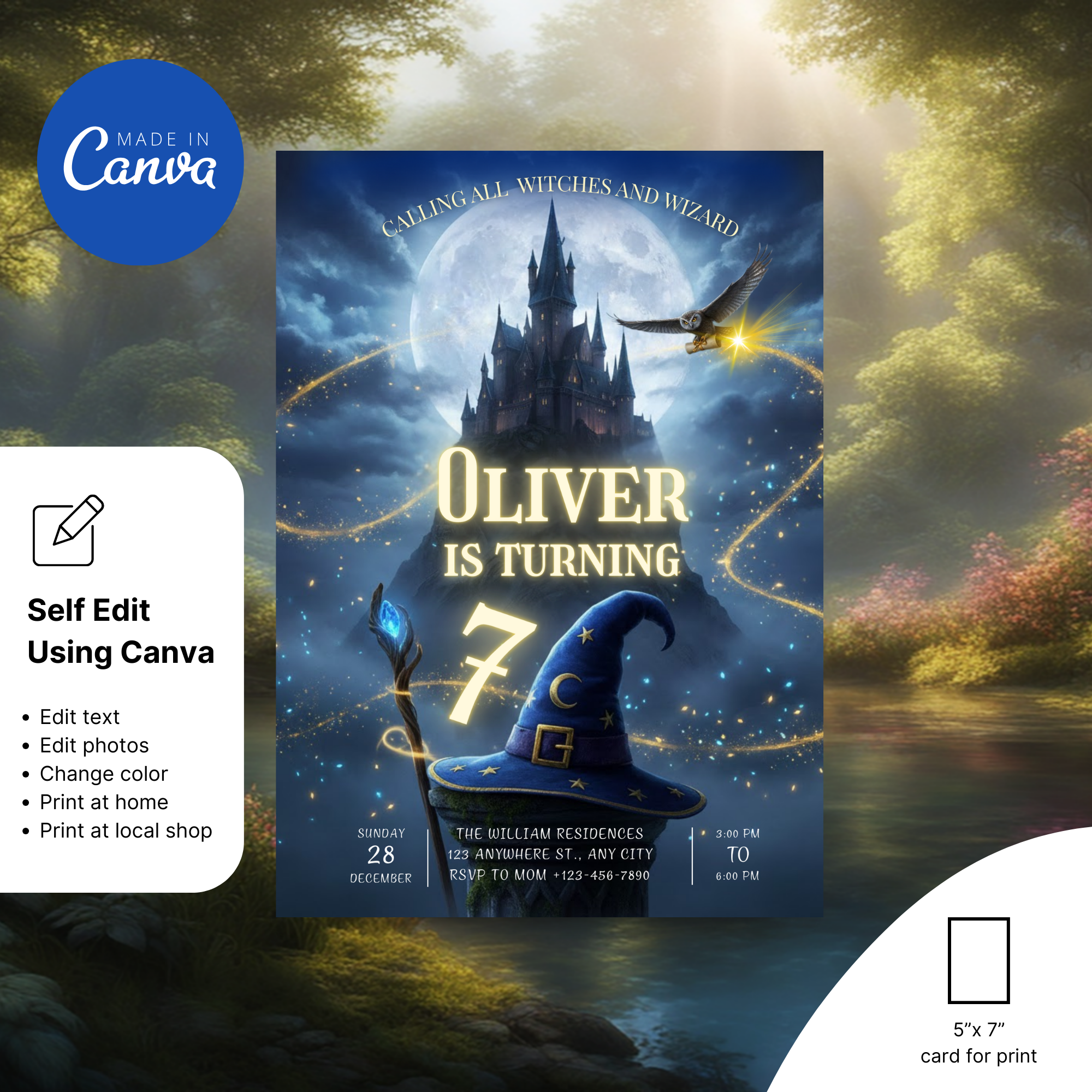 Wizards Witches Birthday Invitation - Earthyprints