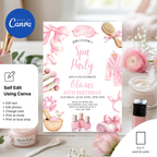 Sleepover spa birthday invitation pink aesthetic design