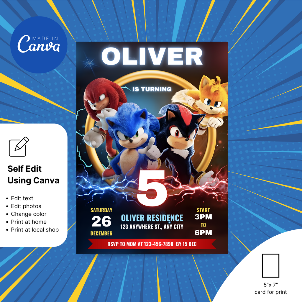 Sonic Invitation Template - Earthyprints