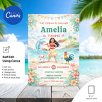 Moana first birthday invitation digital download