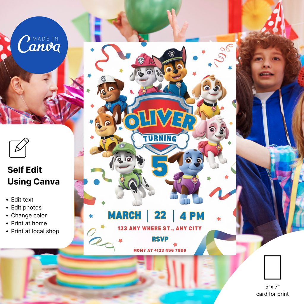 Paw Party Birthday Invitation Template