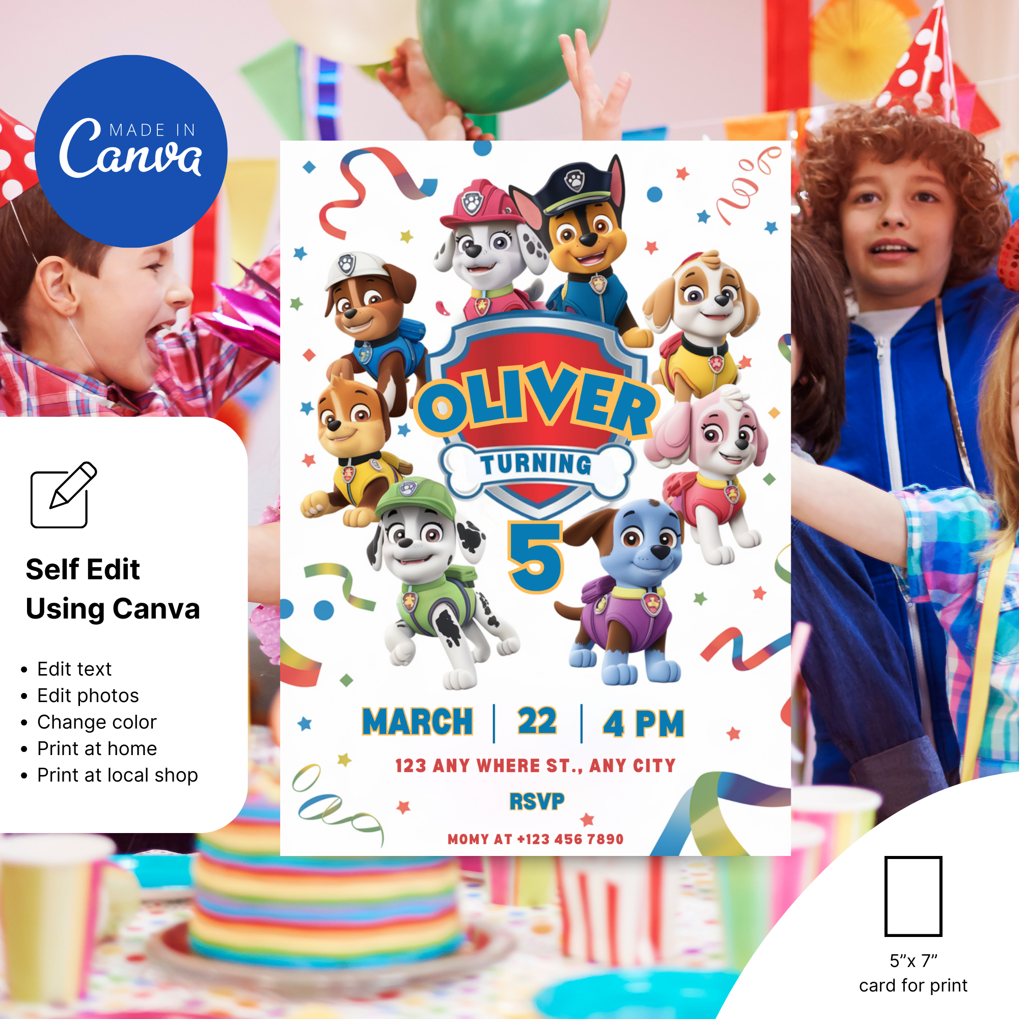 Paw Party Birthday Invitation Template