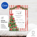 Editable Red Bow Holiday Gathering Invitation Template