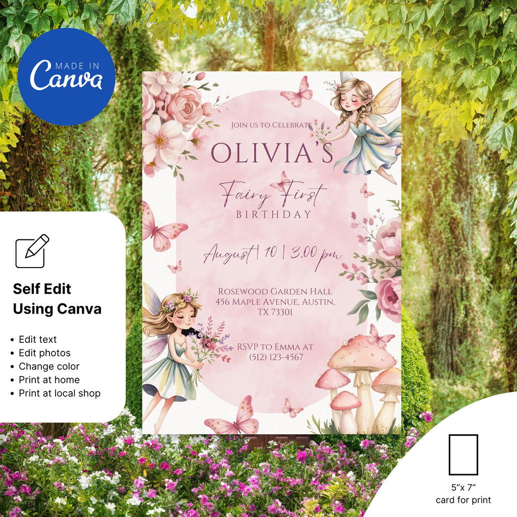 whimsical fairy birthday invite design