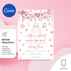Little Sweetheart Baby Shower Invitation with pink heart design