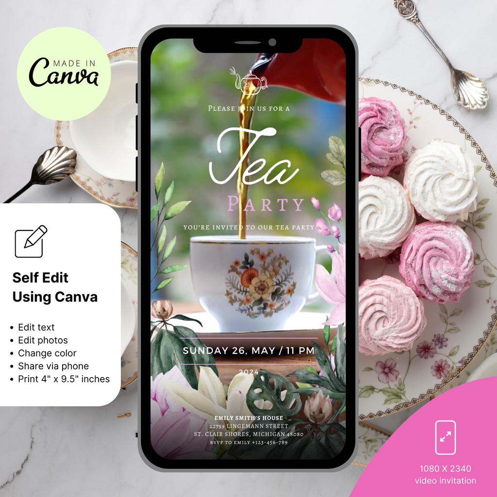 Digital Tea Party Invitation Template