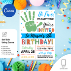 Customizable Canva birthday invitation age 5