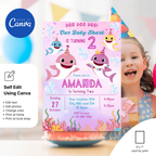 Cute Baby Shark birthday invitation for toddler party