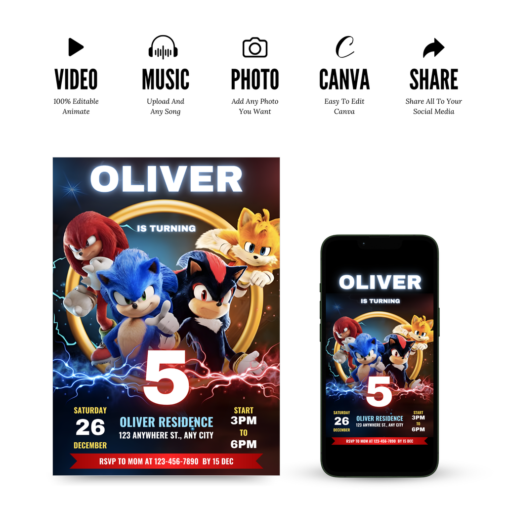 Sonic Invitation Template - Earthyprints