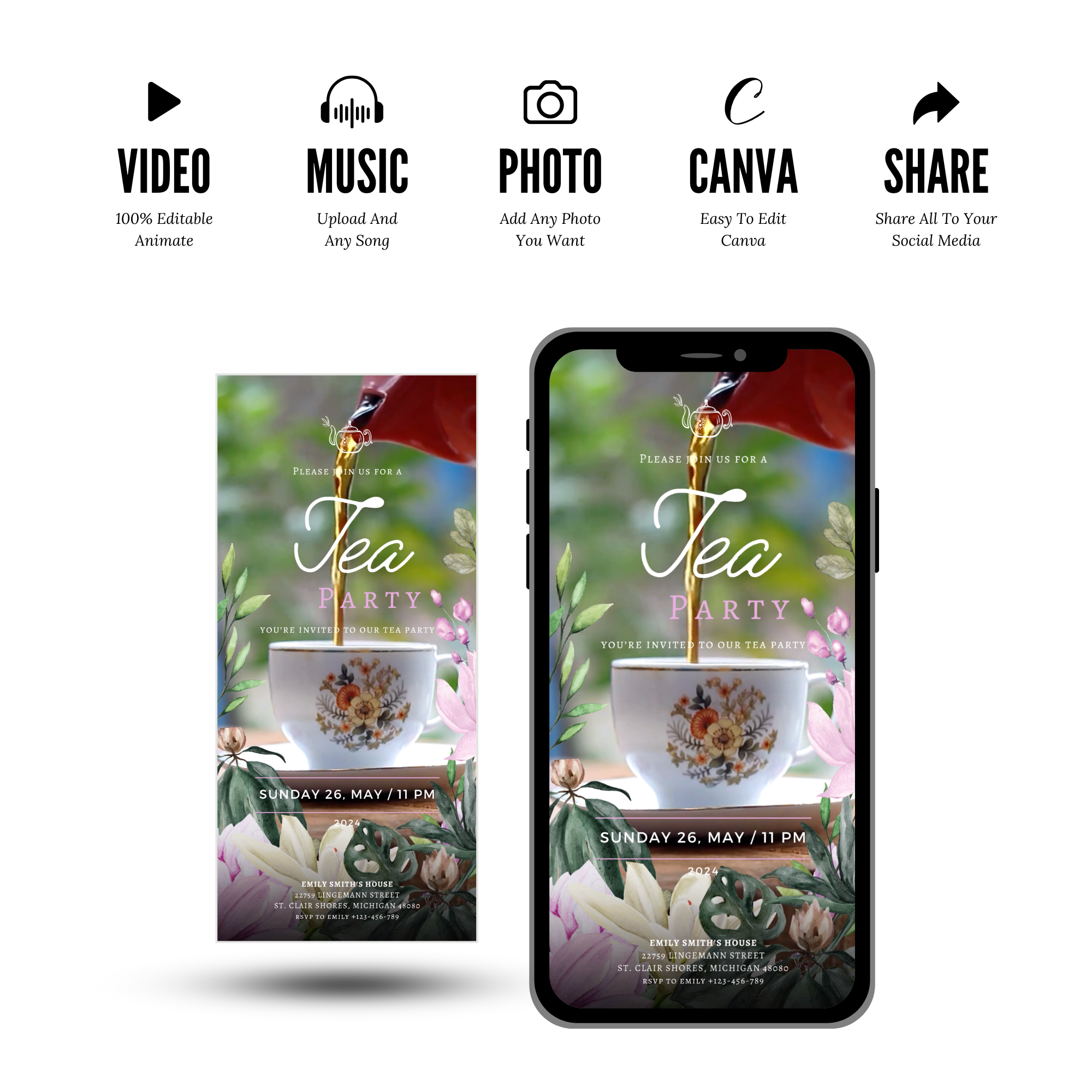 Digital Tea Party Invitation Template