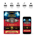 WWE Birthday Invitation Template for Kids