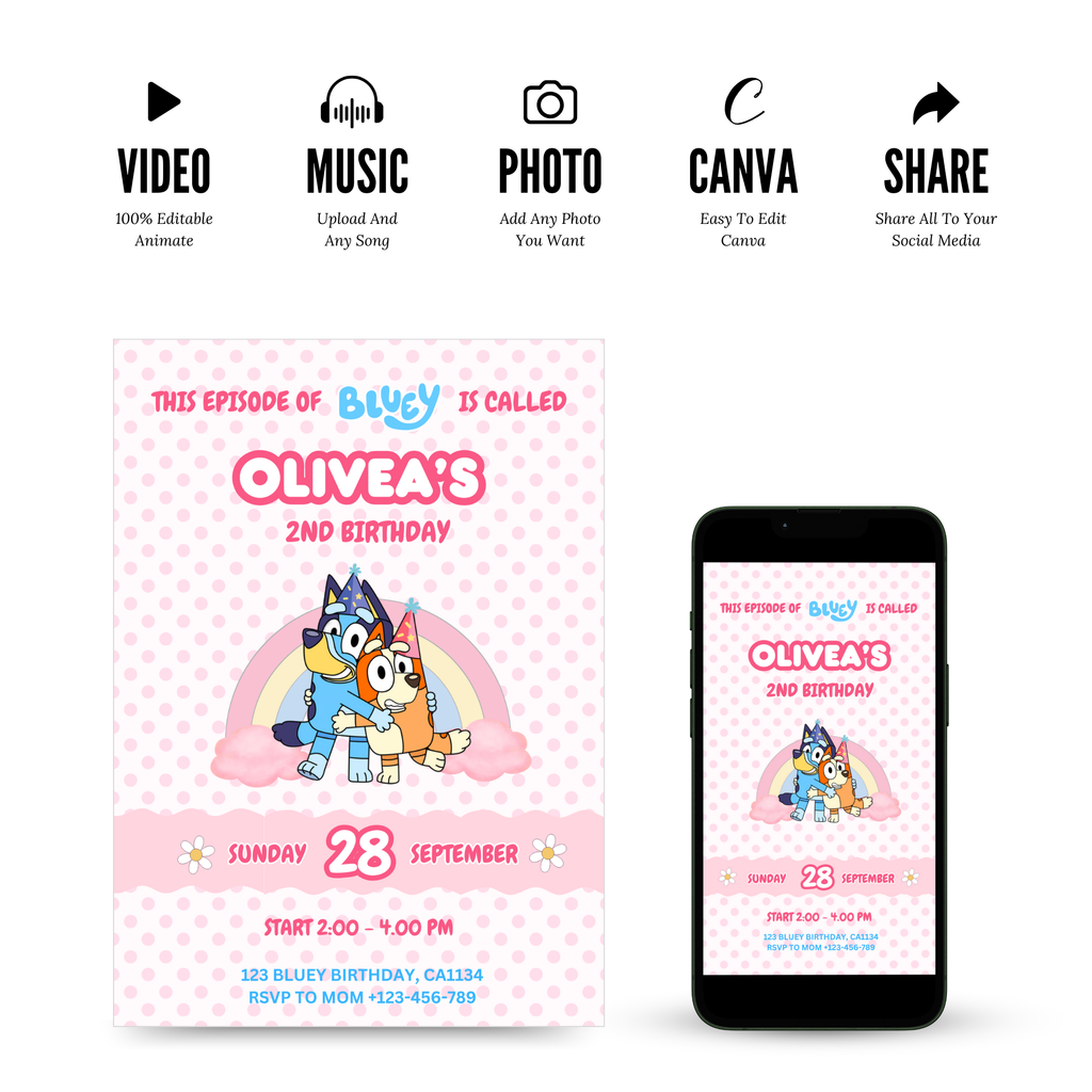 Bluey Birthday Invitation Template
