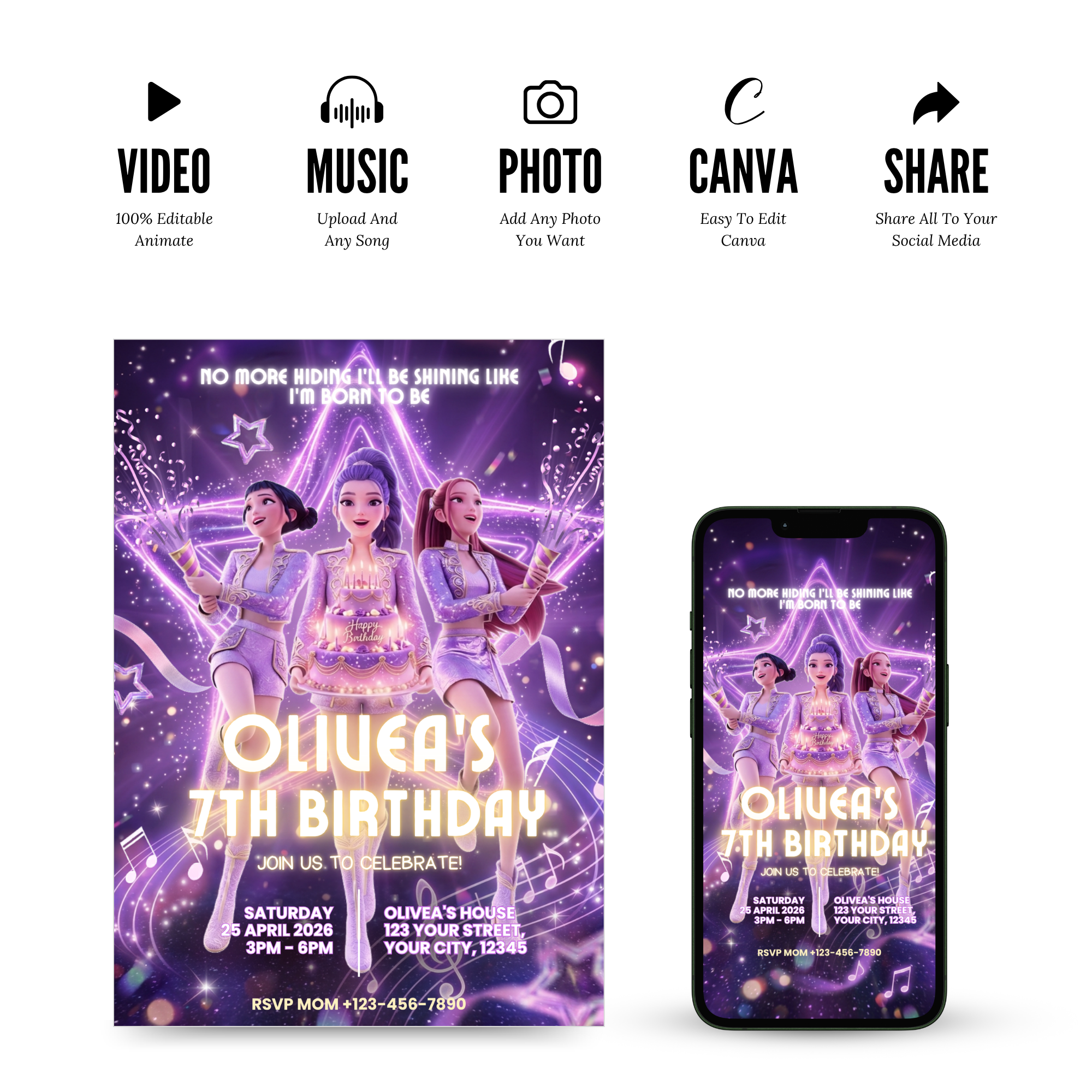 printable kpop party invitation template