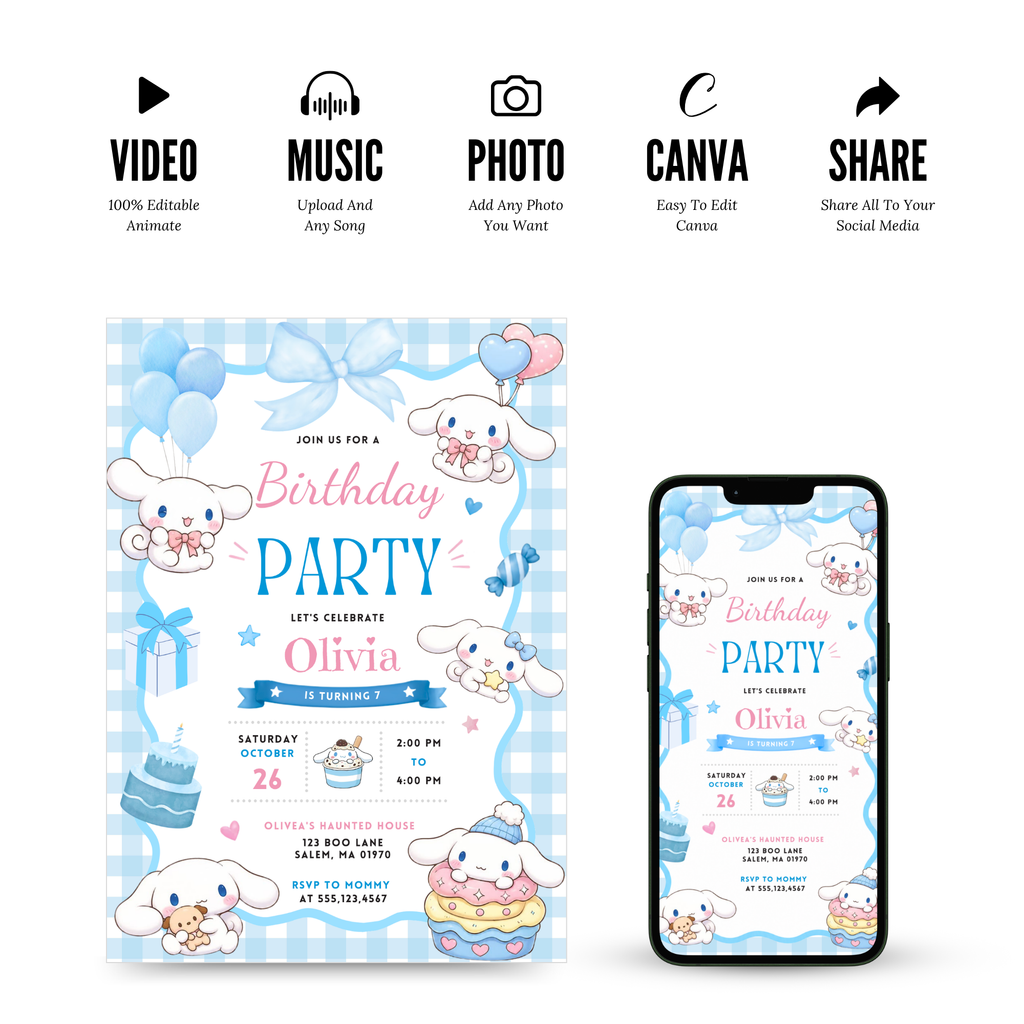 Pastel kids birthday invitation digital download