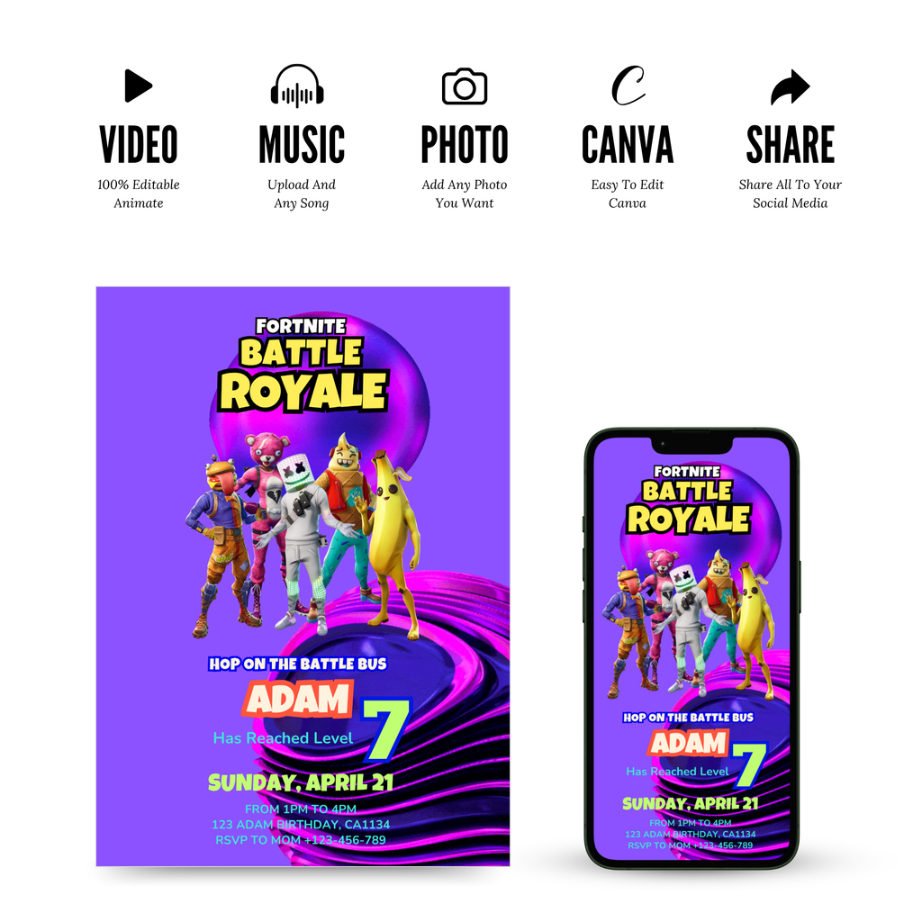 Fort Game Birthday Invitation Template