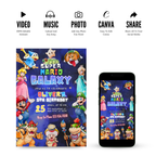 Canva editable Mario Galaxy birthday invitation template