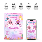 Editable Canva Baby Shark invitation for boys and girls