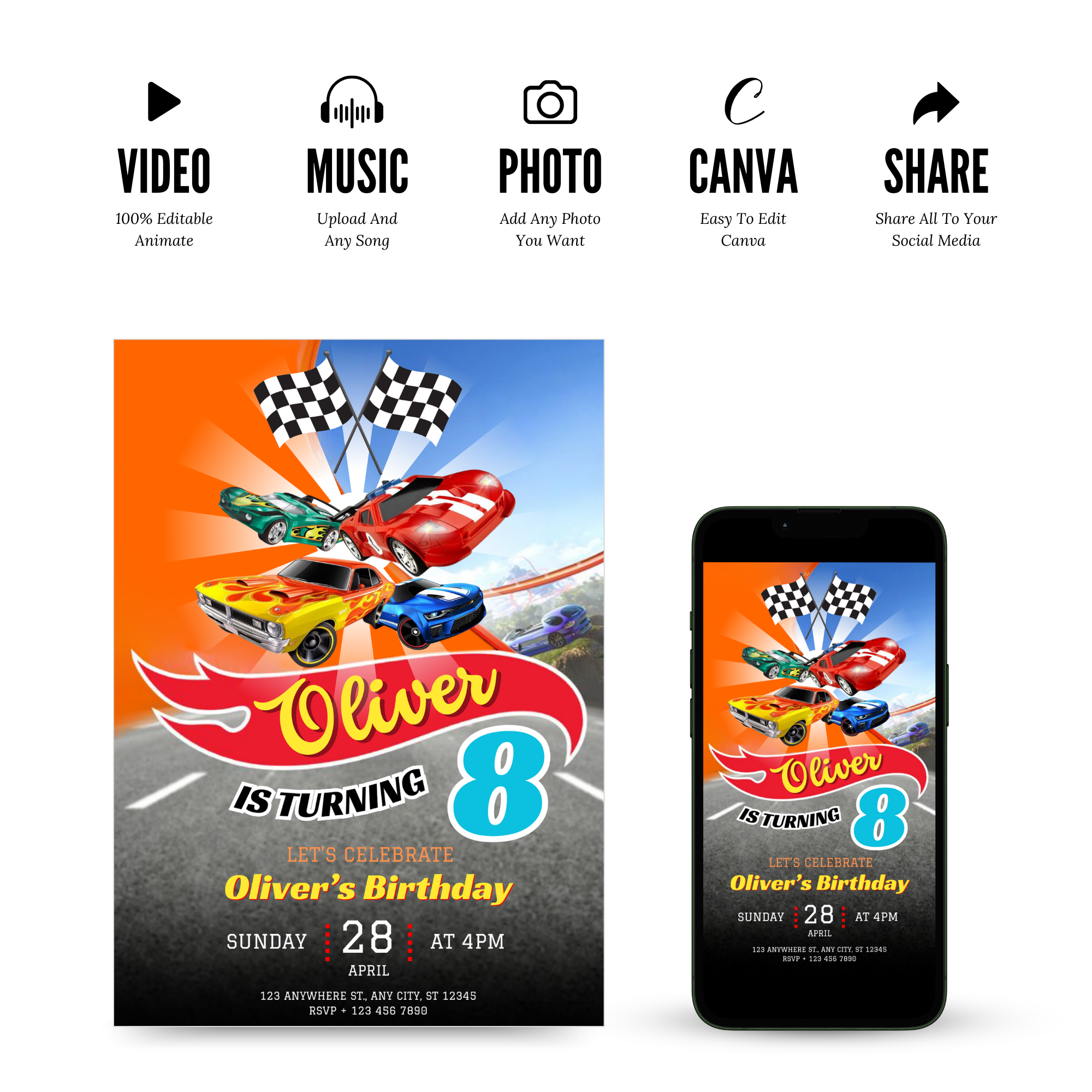 Hot Wheels Birthday Invitation Template
