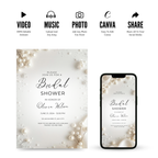 Pearl Dreams bridal shower invitation featuring classy typography and luxury pearl accents