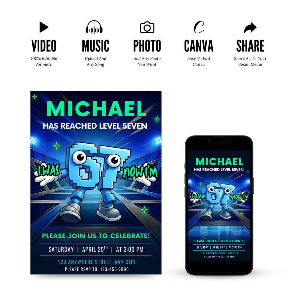 digital trampoline birthday invitation template canva