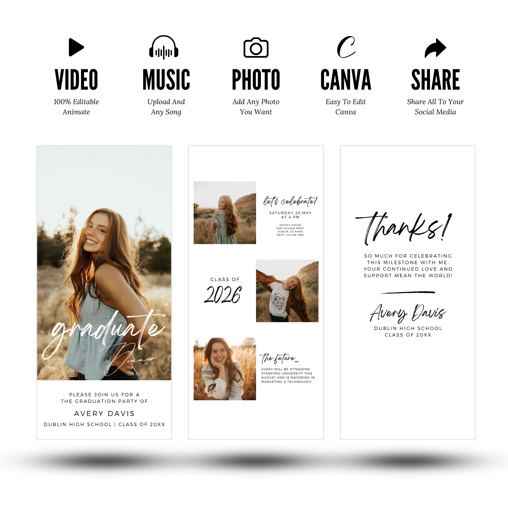 Class of 2026 Graduation Dinner Invitation Template - Earthyprints