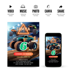 Monster Truck Birthday Invitation Template