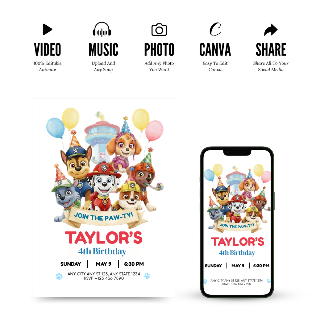 paw patrol puppy party invite template
