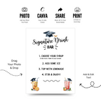 Customized Graduation Signature Drink Bar Menu