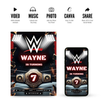 Custom wrestling birthday invitation template Canva