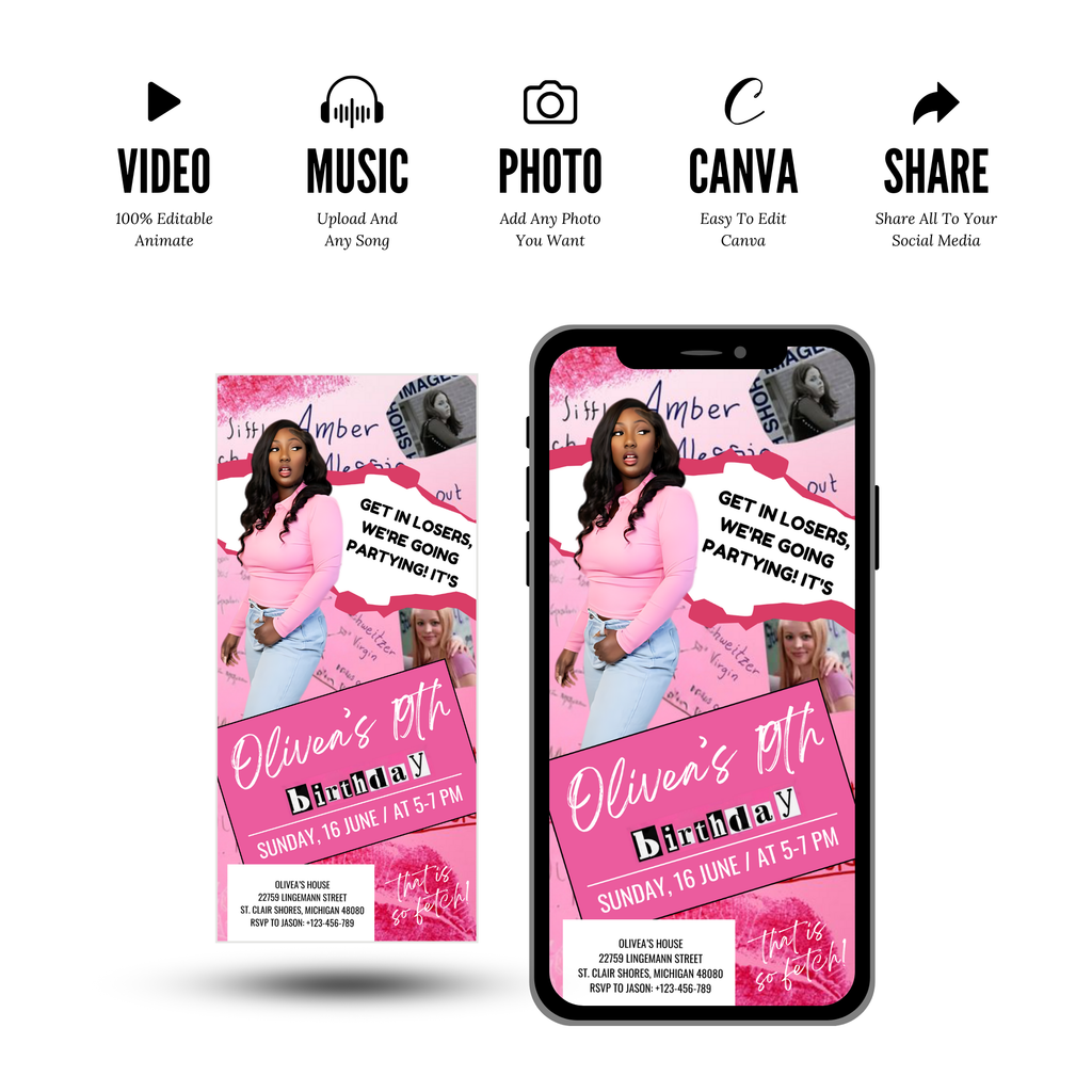 Mean Girls Themed Birthday Invitation Template