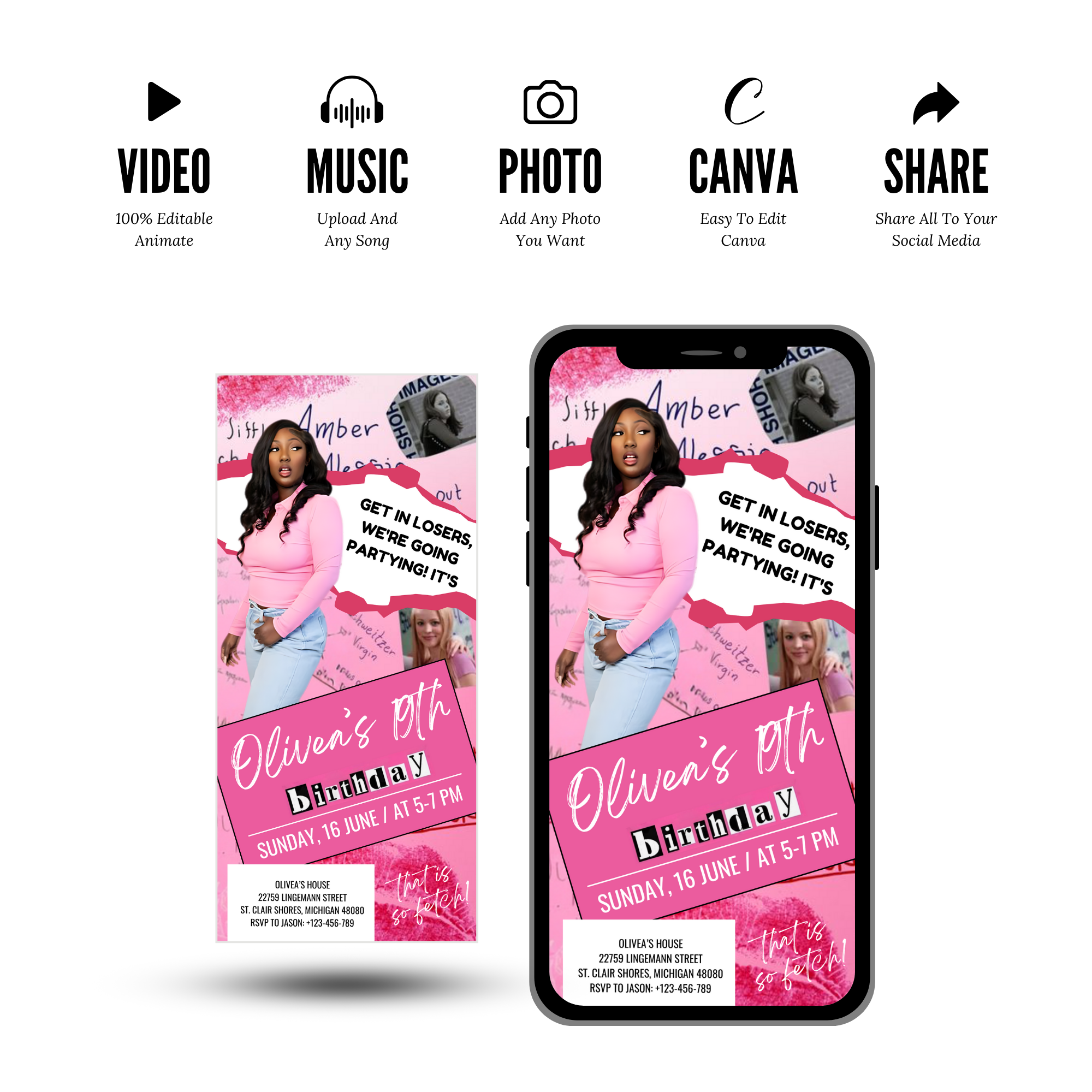 Mean Girls Themed Birthday Invitation Template