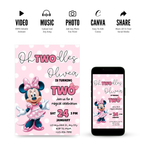 Sweet Oh Twodles 2nd birthday invitation featuring cute mouse and polka dots