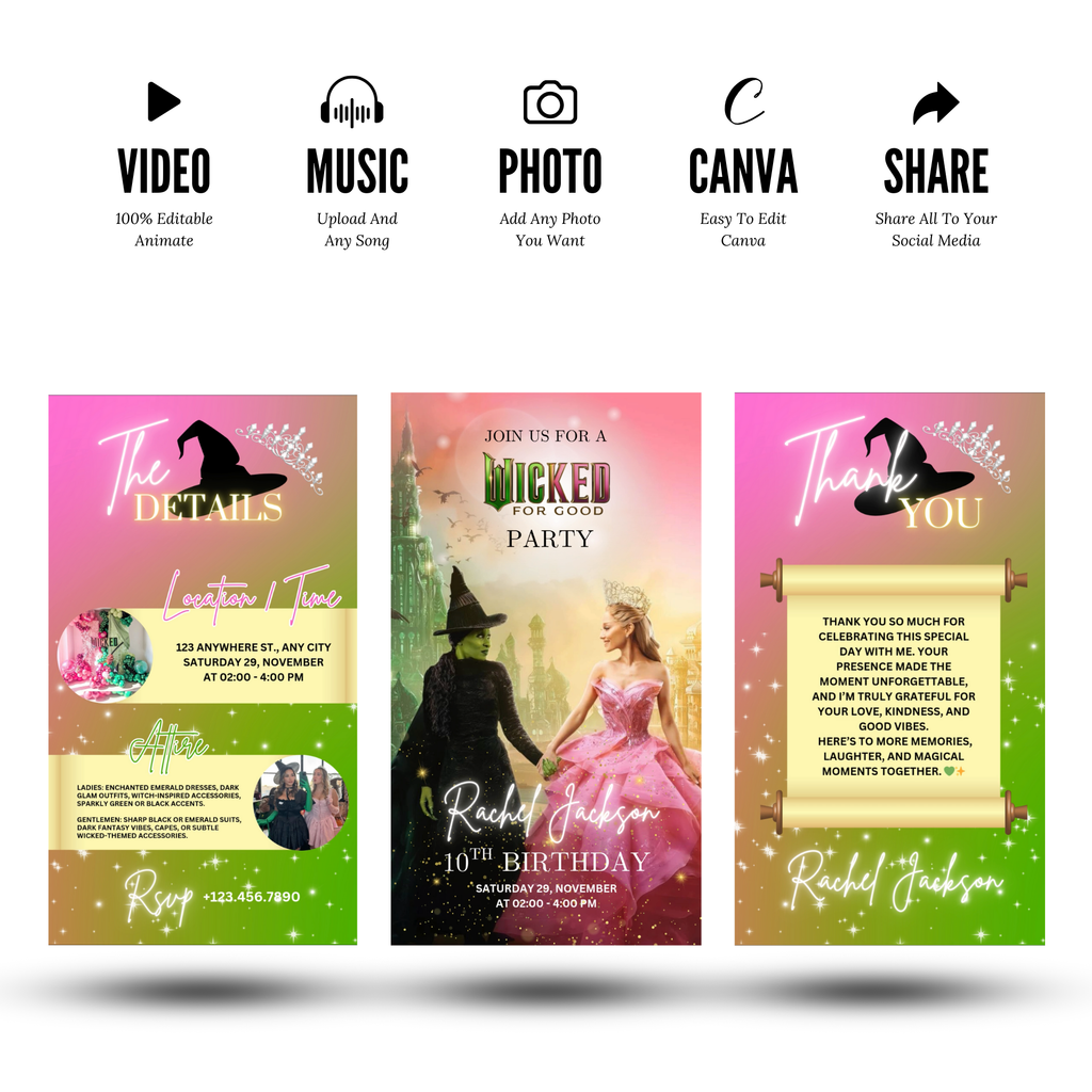 Wicked birthday party invitation template