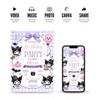 Digital Kuromi birthday party invitation