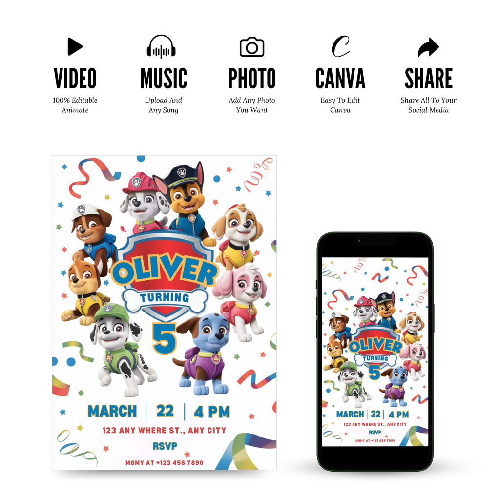 Paw Party Birthday Invitation Template