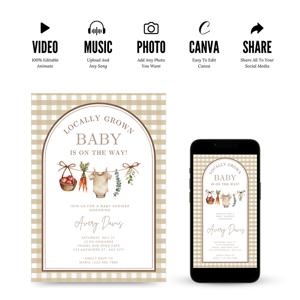 Locally Grown Baby Shower Invitation Template