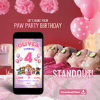 Pink Paw Patrol Digital Invitation for Girls