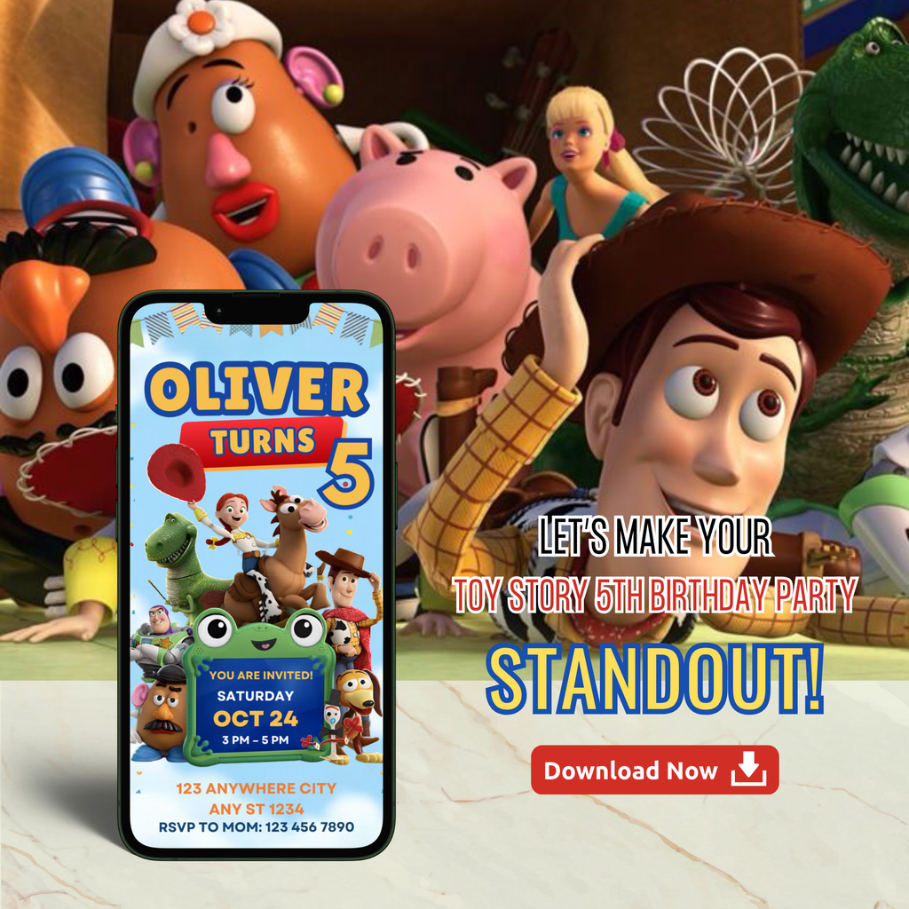 Printable Toy Story 5th birthday invitation