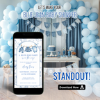 Blue Jean Baby Shower Invitation with denim texture and blue tones