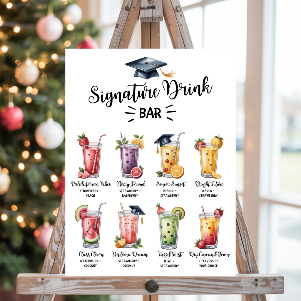 Customized Graduation Signature Drink Bar Menu