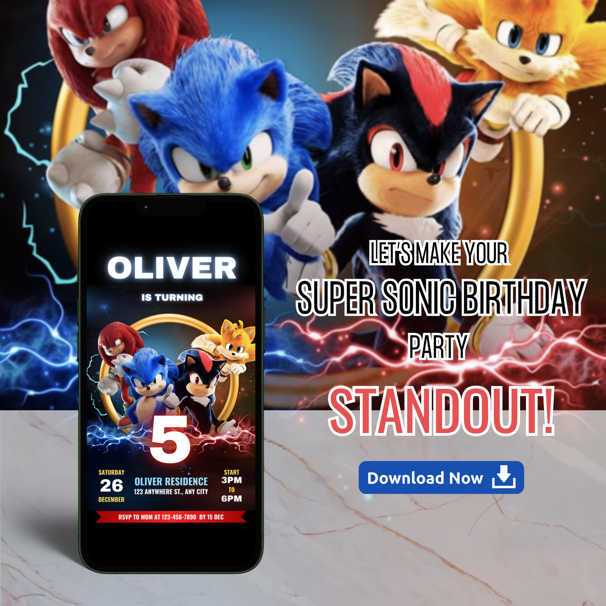 Sonic Invitation Template - Earthyprints