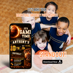 Slam dunk basketball birthday party invitation
