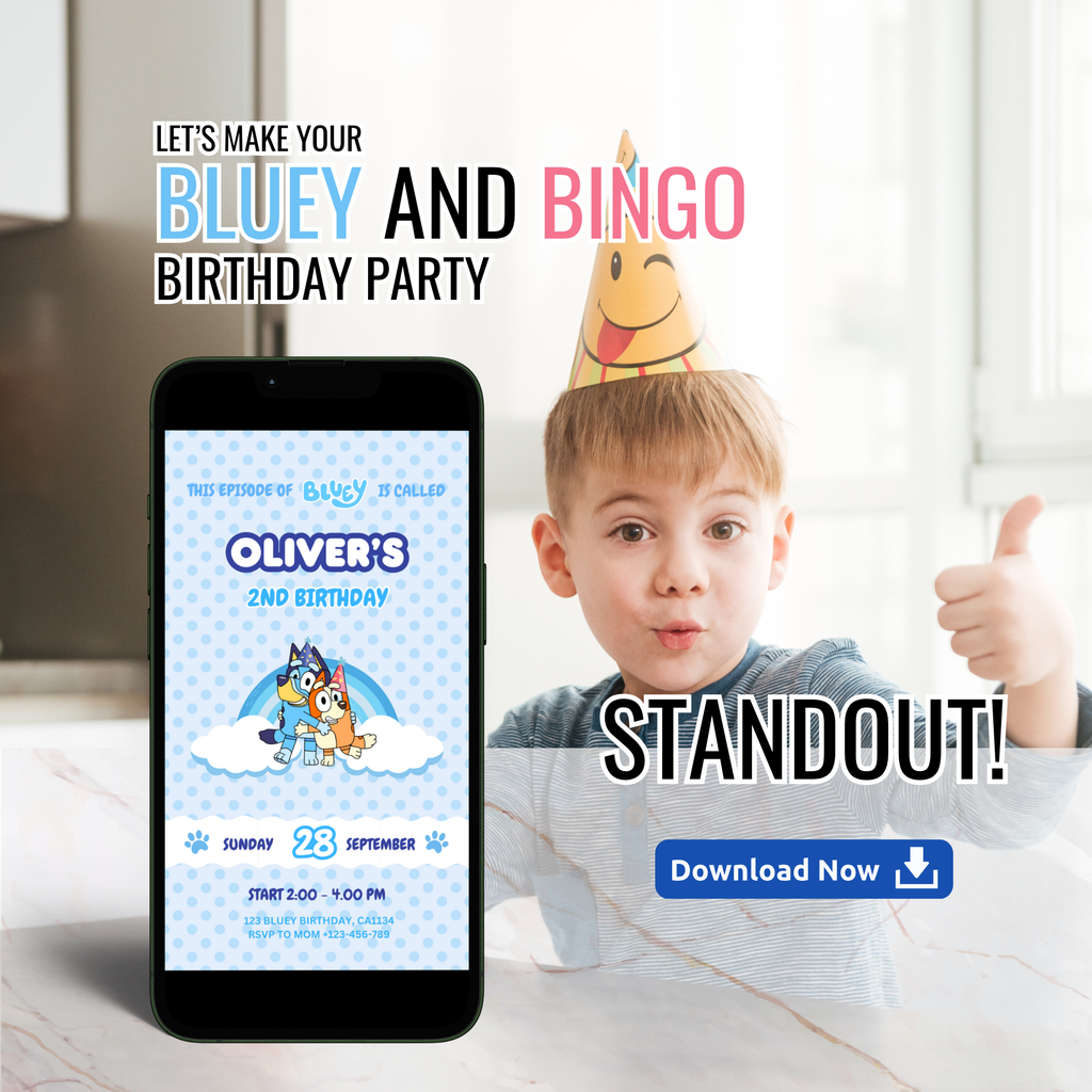 Bluey Birthday Invitation Template for Boys & Girls