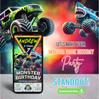 monster truck birthday card modern layout
