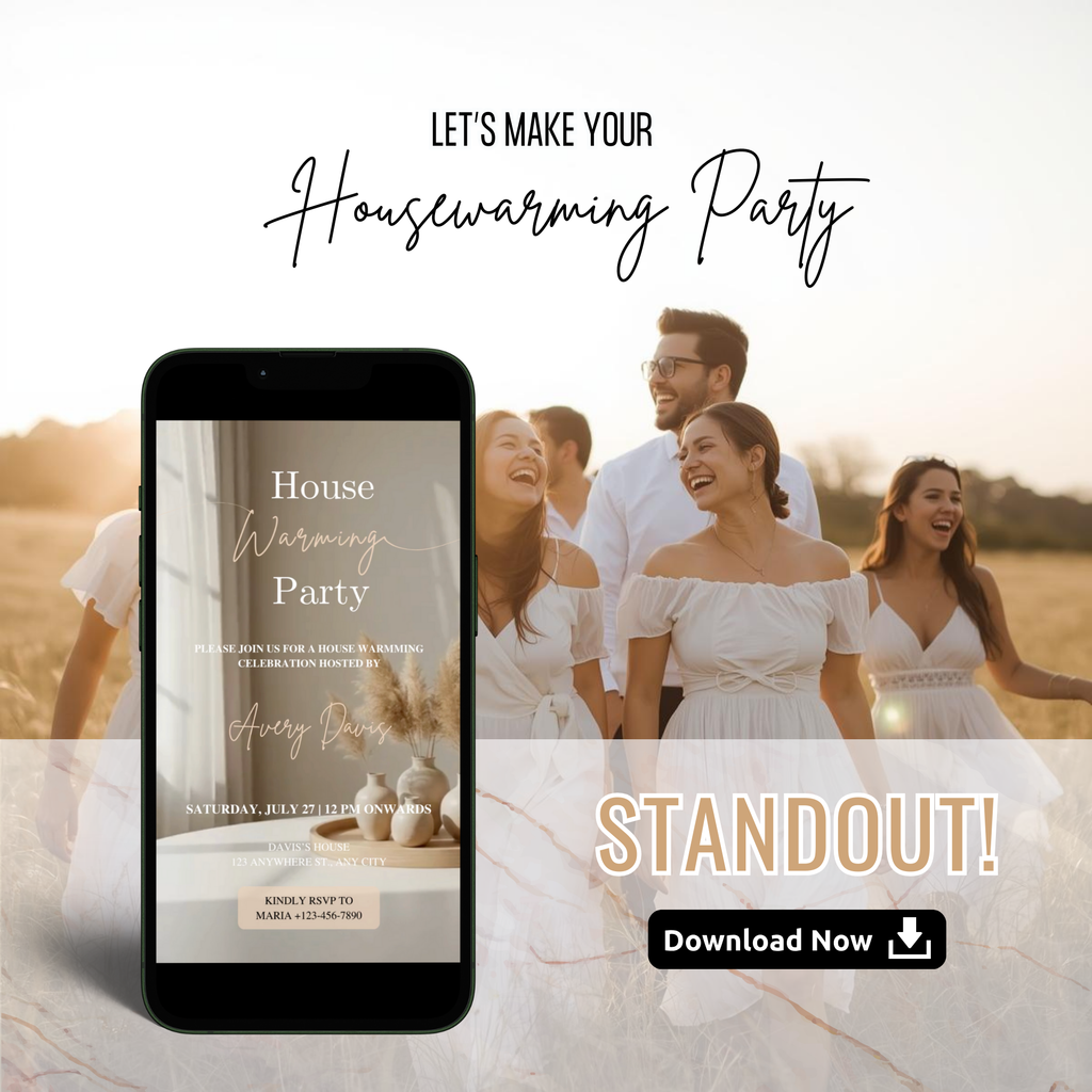 Canva housewarming party invitation template for welcoming friends and family