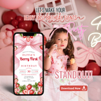 pink berry birthday invitation template