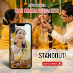 Traditional Haldi Kumkum Invitation with marigold and diya design