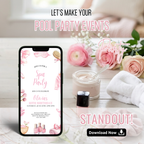 Minimalist pink spa birthday invitation for girls