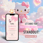 pink cartoon birthday invitation hello kitty