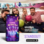 Bowling party invitation for teens and adults